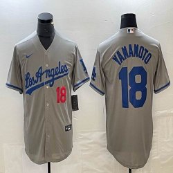 Nike Los Angeles Dodgers #18 Yoshinobu Yamamoto gray majestic baseball jersey