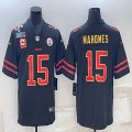 2023 Super Bowl Nike Kansas City Chiefs #15 Patrick Mahomes black Color Rush Limited Jerseys C patch 01