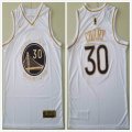 Nike Golden State Warriors #30 Stephen Curry white gold nba basketball jersey