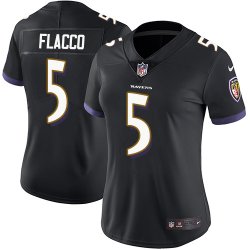 Women Baltimore Ravens #5 Flacco Nike black Color Rush Limited Jersey