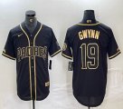 Nike San Diego Padres #19 Tony Gwynn black gold majestic mlb Jerseys-BD