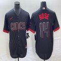 Nike Cincinnati Reds #14 Pete Rose black majestic baseball jerseys Joint name-BD