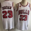 Chicago Bulls #23 Michael Jordan white Throwback nba basketball jerseyk whiteh signature-CY