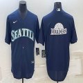 Nike Seattle Mariners blank blue majestic mlb jersey-BD 03