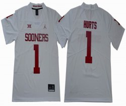 Jalen Hurts Jersey 1# Oklahoma Sooners University Sewn white Football Jersey-GLT