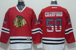 Chicago Blackhawks Corey Crawford #50 USA flag red ice hockey jersey