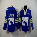 Seattle Seahawks #24 Marshawn Lynch blue nfl Hooded Sweatshirt