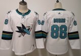 Youth Adidas San Jose Sharks #88 Brent Burns white Ice Hockey Jersey