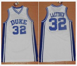 Duke White #32 Christian Laettner NCAA Basketball Jersey - Blue