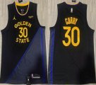 Jordan logo Golden State Warriors #30 Stephen Curry black nba basketball jerseys-HL