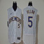 Nike Milwaukee Brewers #5 Villar white Flexbase Authentic Collection Jersey-WL