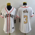 Youth Nike Houston Astros #3 Jeremy Pena white baseball jerseys champion patch-BD