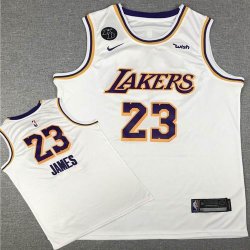 Nike Los Angeles Lakers 23 LeBron James white basketball jersey with KB patch-XD