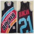 San Antonio Spurs #21 Tim Duncan black throwback nba jerseys-XD