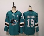 Youth Adidas San Jose Sharks #19 Joe Thornton green Ice Hockey jersey