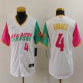 Youth Nike San Diego Padres #4 Luis Arraez white pink green majestic mlb Jerseys city version 04