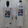 Nike Oakland Raiders #28 Josh Jacobs white Color Rush Limited Jersey Rainbow version-BD