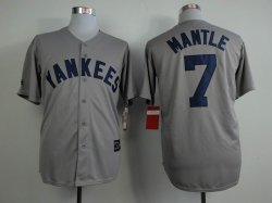 New York Yankees #7 Mickey Mantle gray NFL Jerseys-ZH