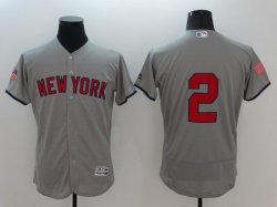 Nike New York Yankees #2 gray red Flexbase Authentic Collection Jersey-BD