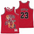 Chicago Bulls #23 Michael Jordan red throwback nba basketball jerseys with Offset font-SG