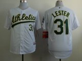 Oakland Athletics Jon Lester 31 White baseball jerseys