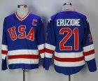 Mike Eruzione #21 1980 blue USA Olympic Hockey Jersey