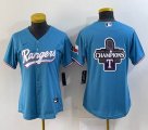 Women Nike Texas Rangers blank skyblue majestic baseball jerseys 03