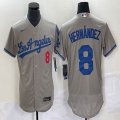 Nike Los Angeles Dodgers #8 Enrique Hernandez gray Flexbase Authentic Collection Jersey