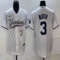 Nike New York Yankees #3 Babe Ruth white majestic baseball Jersey Joint name