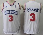 Youth Philadelphia 76ers 3# Allen Iverson Throwback white nba jersey