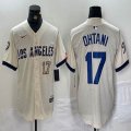 Nike Los Angeles Dodgers #17 Shohei Ohtani beige fashion MLB baseball Jersey 09