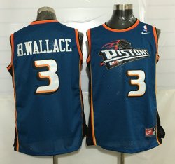 Detroit Pistons #3 Ben Wallace blue nba basketball jerseys