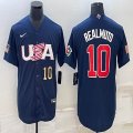 2023 World Cup #10 J.T. Realmuto blue USA majestic baseball jerseys 02