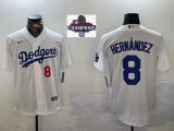 2024 World Series Champions Nike Los Angeles Dodgers #8 Enrique Hernandez white majestic baseball jerseys