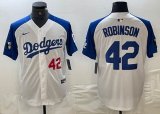 Nike Los Angeles Dodgers#42 Jackie Robinson white blue basketball baseball Jerseys