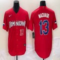 2023 World Cup Dominican Republic's #13 Manny Machado red majestic baseball jerseys 05