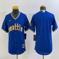 Youth Nike Seattle Mariners blank blue majestic mlb jersey city version-BD