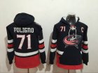 2017 Columbus Blue Jackets #71 Nick Foligno dark blue Hockey Hooded Sweatshirt