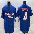 Puerto Rico Baseball #4 Yadier Molina blue 2023 World Baseball Classic Replica Player Jersey 06