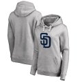 San Diego Padres Women's Plus Sizes Primary Team Logo Pullover Hoodie - Ash