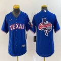 Youth Nike Texas Rangers blank blue majestic baseball jerseys 01