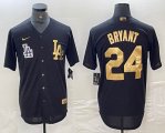 Nike Los Angeles Dodgers #24 Kobe Bryant black gold majestic baseball Jersey -BD 01