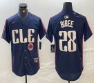 Nike Cleveland Indians #28 Bibee blue majestic baseball jersey -BD 03