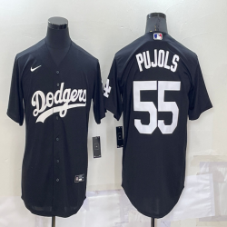 Los Angeles Dodgers #55 Albert Pujols black majestic baseball Jerseys-BD