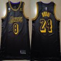 Nike Los Angeles Lakers #24 and #8 Kobe Bryant black Snake skin basketball jerseys-XD