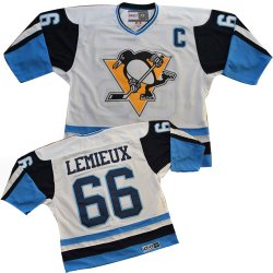 CCM Pittsburgh Penguins #66 Mario Lemieux Authentic Man White