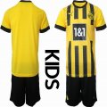 2022-2023 Dortmund club yellow black kid soccer jerseys home-HQ