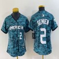 Women American League Texas Rangers #2 Marcus Semien Nike Teal 2023 MLB All-Star Game Jersey