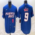 Puerto Rico #9 Baseball Javier Báez blue 2023 World Baseball Classic Replica Player Jersey 04