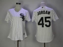 Women chicago White Sox #45 Michael Jordan white majestic baseball jersey